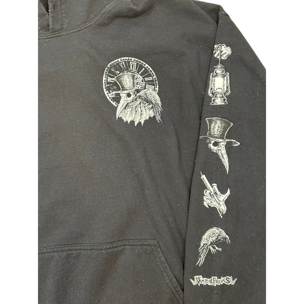 Vampire Freaks Plague Doctor Hoodie xl Black white graphic steampunk clock - Picture 3 of 5